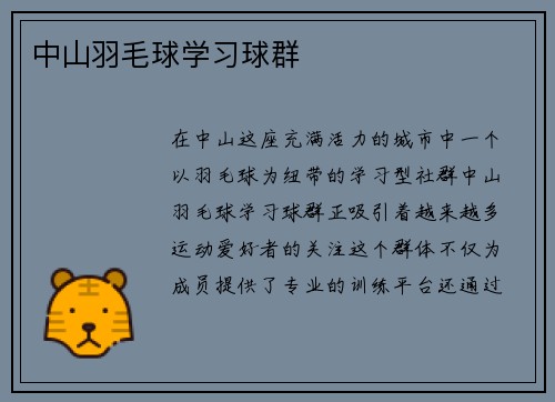 中山羽毛球学习球群
